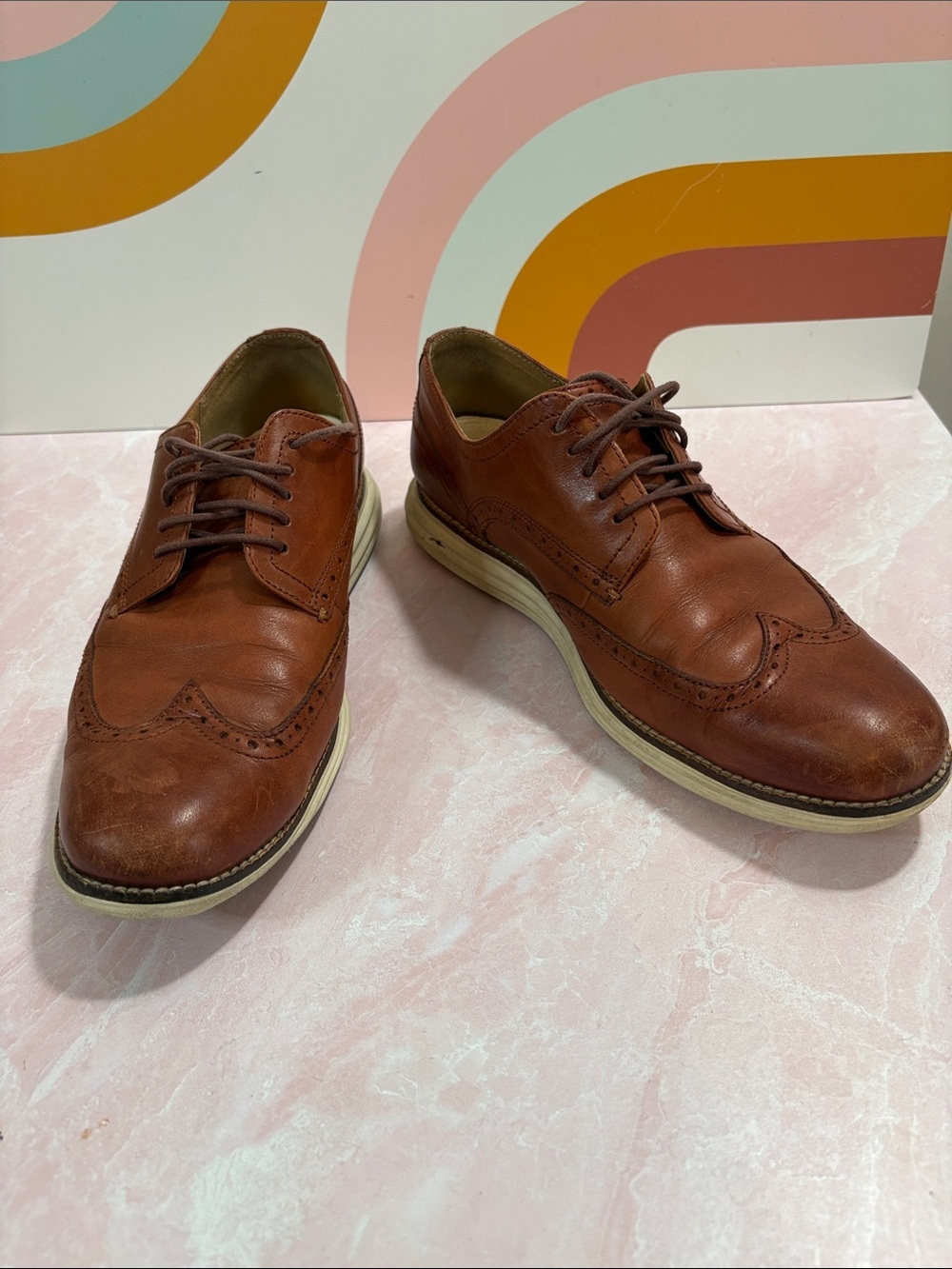 Cole Haan Original Grand Men's Tan Leather Wingtip Oxfords 10M